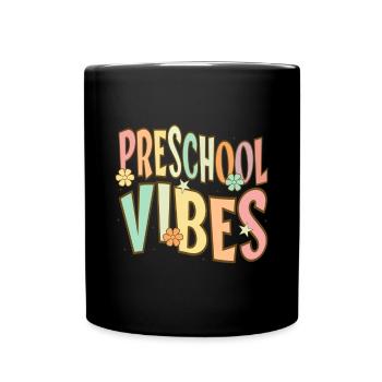 Preschool Vibes Cute Retro Back to School, Boys, - Full Colour Mug - black - Front