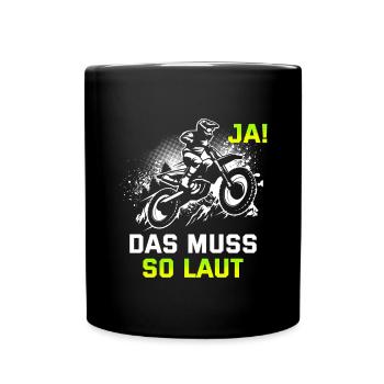 Motocross Tshirt Für Herren Damen Enduro Supermoto - Tasse einfarbig - Schwarz - Vorne