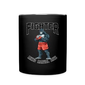 MMA Kämpfer Gorilla - Käfigkämpfer Freies Kämpfen - Tasse einfarbig - Schwarz - Vorne