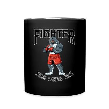 MMA Kämpfer Pitbull - Käfigkämpfer Freies Kämpfen - Tasse einfarbig - Schwarz - Vorne