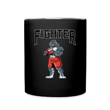 Kämpfer Pitbull - Käfig Kämpfer Free Fighting MMA - Tasse einfarbig - Schwarz - Vorne
