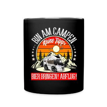 Camping Camper Campen - Tasse einfarbig - Schwarz - Vorne