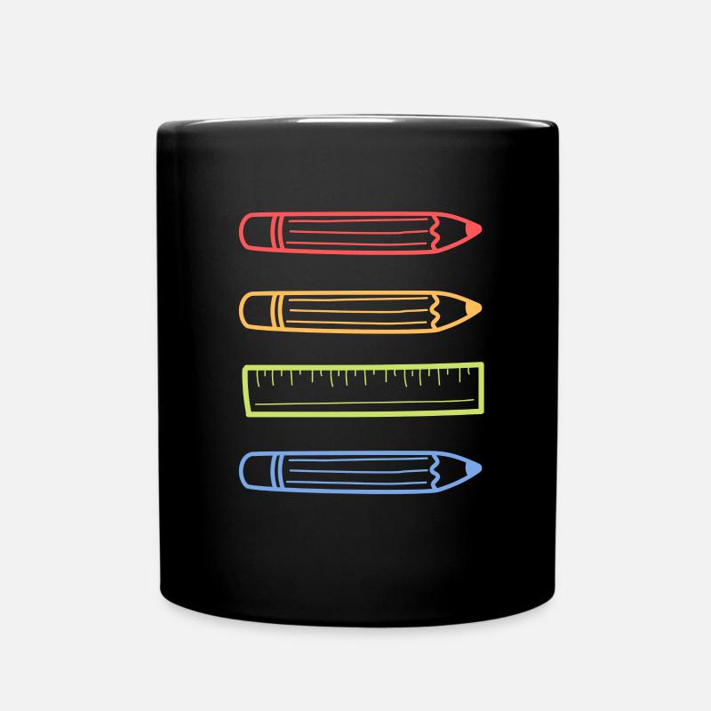 Crayons de papier et règle vintage - Mug uni - noir