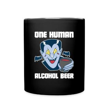 One Human Alcohol Beer Vampir Shirt - Tasse einfarbig - Schwarz - Vorne