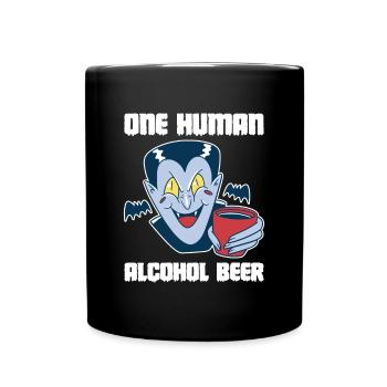 One Human Alcohol Beer Vampir Shirt - Tasse einfarbig - Schwarz - Vorne