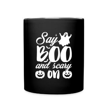 Dites Boo et effrayant sur ghost ghost shirt - Mug uni - noir - Devant