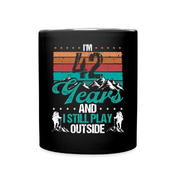 42 Year Old Hiker Mountains Hiking 42 Birthday - Tasse einfarbig - Schwarz - Vorne