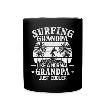 Opa surft Opa wie ein normaler Opa, einfach cooler - Tasse einfarbig - Schwarz - Vorne