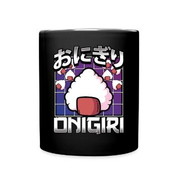 Süßer Kawaii Onigiri - Tasse einfarbig - Schwarz - Vorne