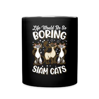 Siamkatze Siamesische Katze Siam Cat - Tasse einfarbig - Schwarz - Vorne