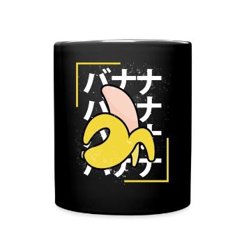 Süße Kawaii Banane - Tasse einfarbig - Schwarz - Vorne