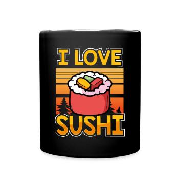 Kawaii J’adore les sushis - Mug uni - noir - Devant