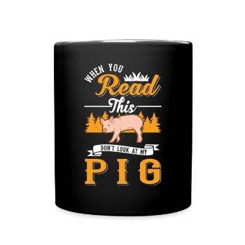 Schweine Geschenk Landwirt Schweinchen - Tasse einfarbig - Schwarz - Vorne