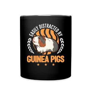 Facilement distrait par les cochons d’Inde Meerschweinchen - Mug uni - noir - Devant