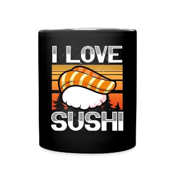 Riz Kawaii Sushi sucré - Mug uni - noir - Devant