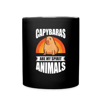 Capybaras are my spirit animals - Tasse einfarbig - Schwarz - Vorne