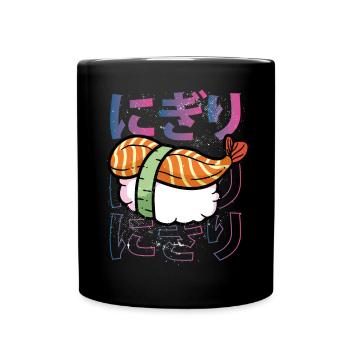 Sushi Kawaii Nigiri sucré - Mug uni - noir - Devant