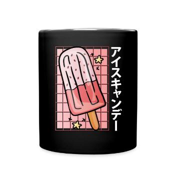 Nettes Kawaii Kühles Eis - Tasse einfarbig - Schwarz - Vorne