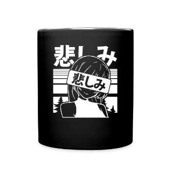 Süße Kawaii Trauer Waifu - Tasse einfarbig - Schwarz - Vorne