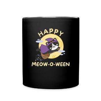 Cat Happy Halloween Happy Meow-o-ween - Full Colour Mug - black - Front