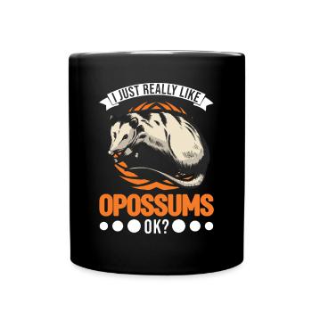 J’aime beaucoup Opossums Possum Beutelratte - Mug uni - noir - Devant