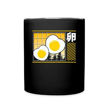 Niedliche Kawaii Herzeier - Tasse einfarbig - Schwarz - Vorne