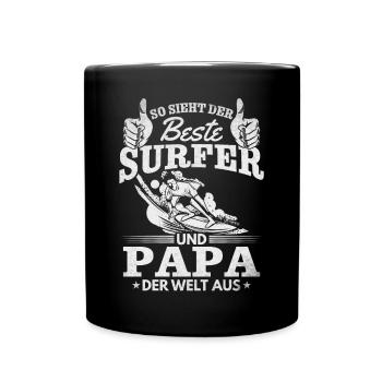 So sieht der beste Surfer und Papa der Welt aus - Tasse einfarbig - Schwarz - Vorne