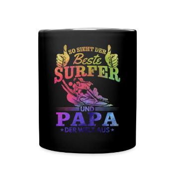 So sieht der beste Surfer und Papa der Welt aus - Tasse einfarbig - Schwarz - Vorne