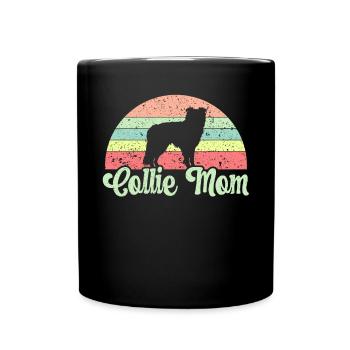 Collie Maman Chien Chiot Patte Border Collie Fête des Mères - Mug uni - noir - Devant