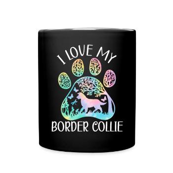 J’aime mon Border Collie Dog Lover Puppy Paw Love - Mug uni - noir - Devant