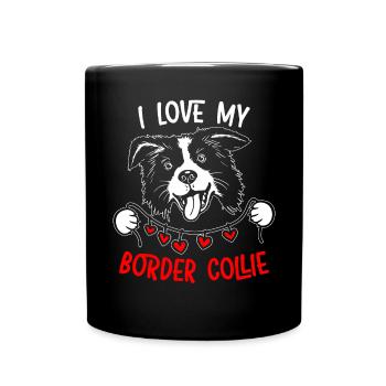 J’aime mon Border Collie Dog Lover Puppy Paw Love - Mug uni - noir - Devant
