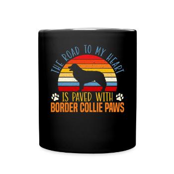 La route vers mon cœur est pavée de Border Collie - Mug uni - noir - Devant