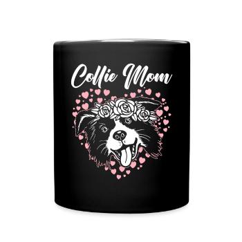 Collie Maman Chien Chiot Patte Border Collie Fête des Mères - Mug uni - noir - Devant