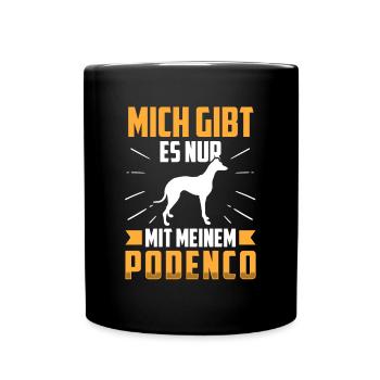 Podenco mich gibt es nur mit spanischer Podenco - Tasse einfarbig - Schwarz - Vorne