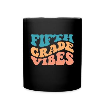 Fifth Grade Vibes - 5th Grade Team Retro 1st Day - Full Colour Mug - black - Front