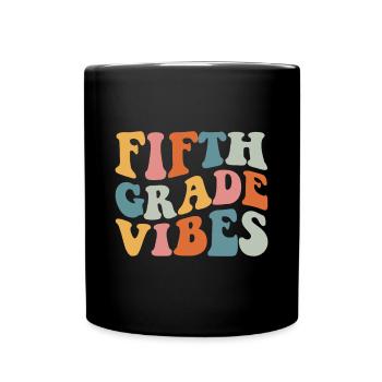 Fifth Grade Vibes - 5th Grade Team Retro 1st Day - Full Colour Mug - black - Front