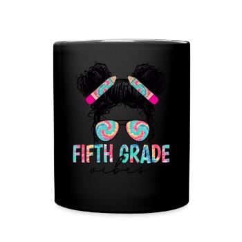 Fifth Grade Vibes - 5th Grade Team Retro 1st Day - Full Colour Mug - black - Front