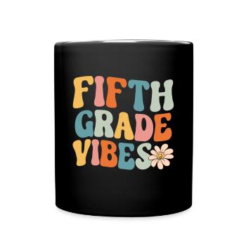 Fifth Grade Vibes - 5th Grade Team Retro 1st Day - Full Colour Mug - black - Front