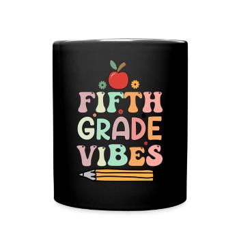 Fifth Grade Vibes - 5th Grade Team Retro 1st Day - Full Colour Mug - black - Front