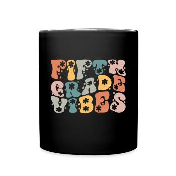 Fifth Grade Vibes - 5th Grade Team Retro 1st Day - Full Colour Mug - black - Front