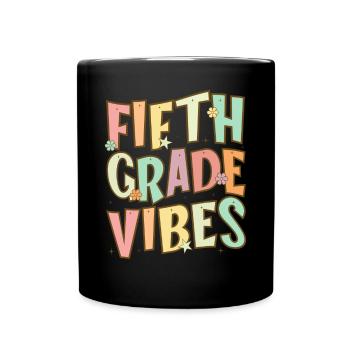 Fifth Grade Vibes - 5th Grade Team Retro 1st Day - Full Colour Mug - black - Front