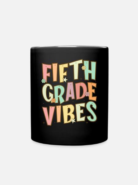 Fifth Grade Vibes - 5th Grade Team Retro 1st Day - Full Colour Mug - black