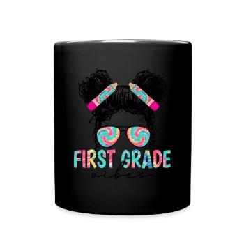 Back To School First Grade Vibes Student Teacher - Full Colour Mug - black - Front