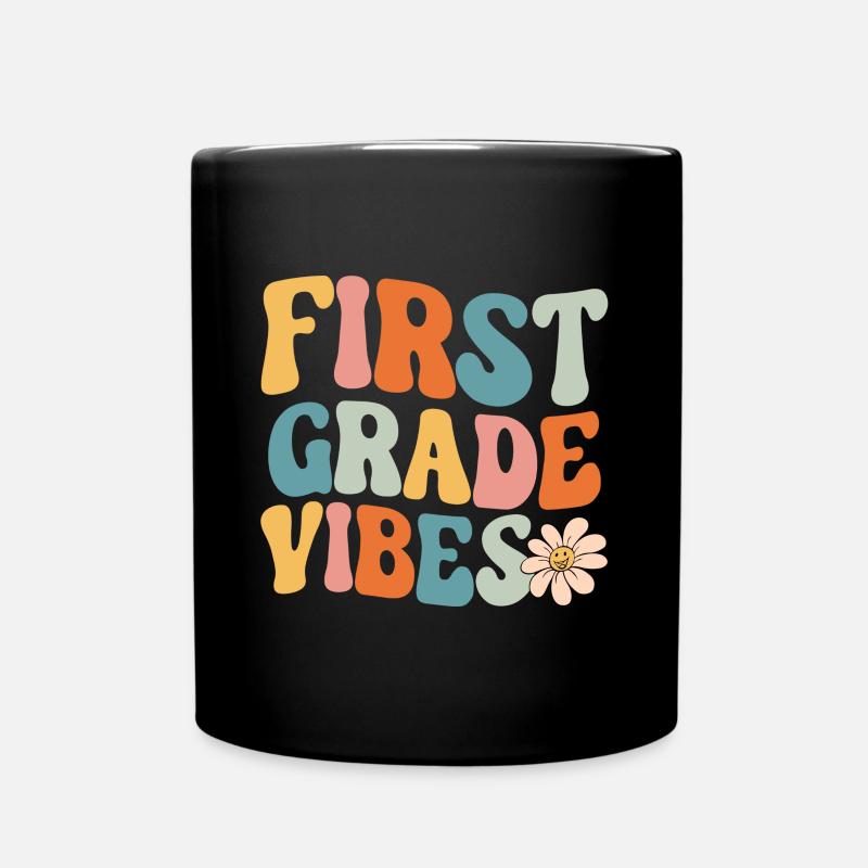 Back To School First Grade Vibes Student Teacher - Full Colour Mug - black