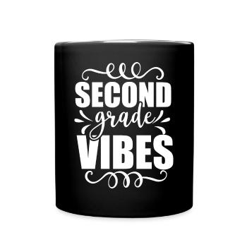 Back To School Second Grade Vibes Retro Teacher - Full Colour Mug - black - Front