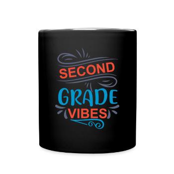 Back To School Second Grade Vibes Retro Teacher - Full Colour Mug - black - Front