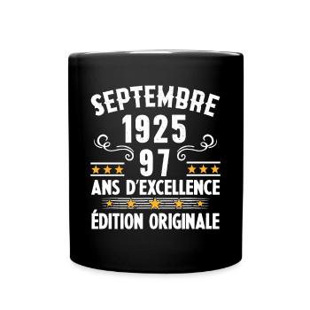 97 Ans Anniversaire Vintage Né(e) Septembre 1925 - Mug uni - noir - Devant