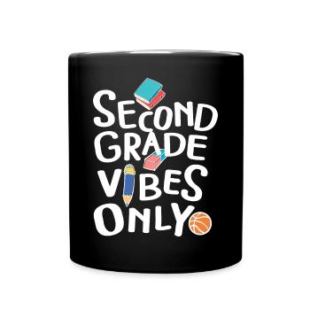 Back To School Second Grade Vibes Retro Teacher - Full Colour Mug - black - Front