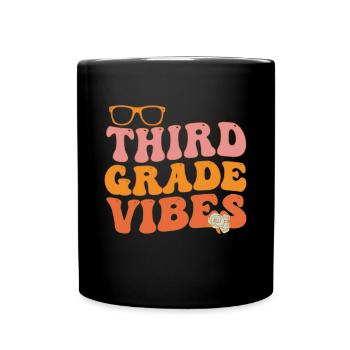 Third Grade Vibes - 3rd Grade Team Retro 1st Day - Full Colour Mug - black - Front