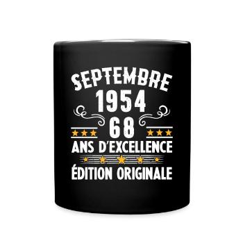 68 Ans Anniversaire Vintage Né(e) Septembre 1954 - Mug uni - noir - Devant